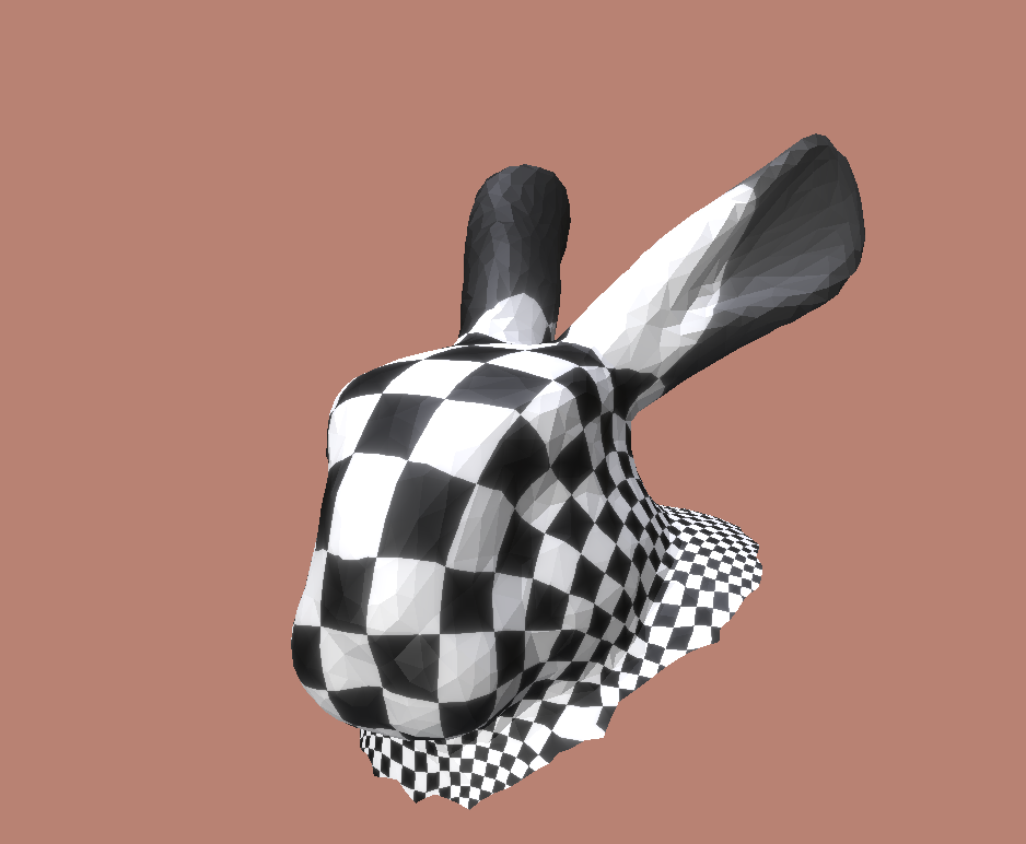 Textured bunny with black and white checker texture